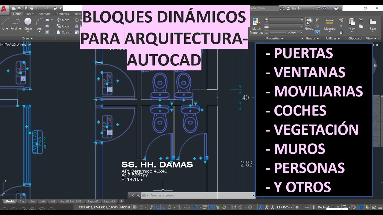 Bloques dinámicos para ARQUITECTURA - AUTOCAD