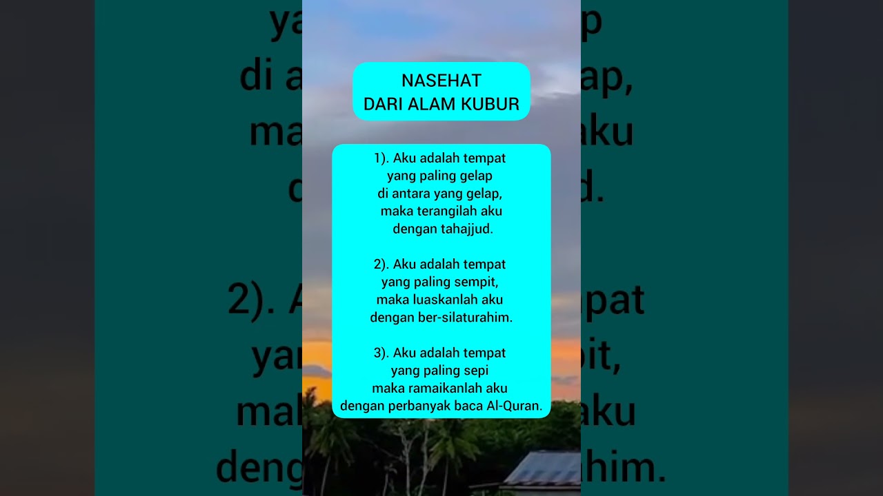 Nasehat dari alam kubur. 