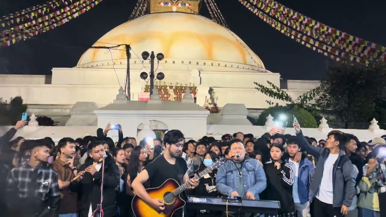 Deusi bhailo at Boudha Stupa by Aakarshan band