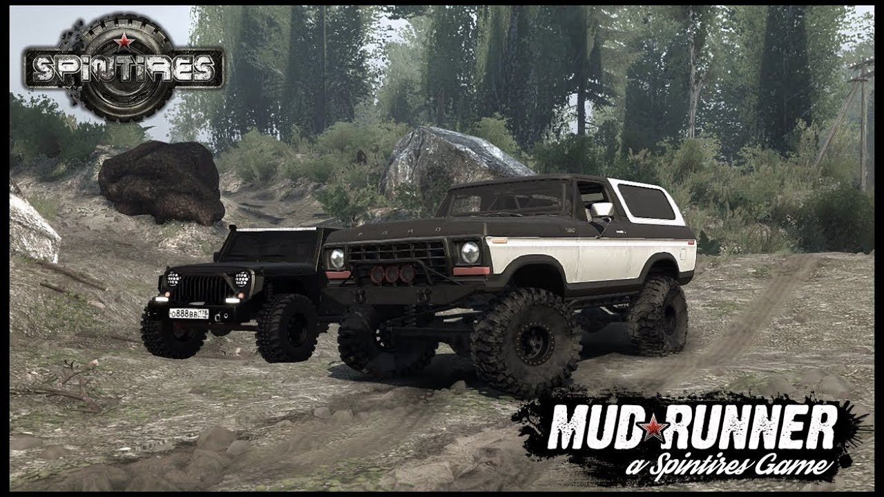 FORD BRONCO PULLING HER OUT OF MUD - Spintires: MudRunner