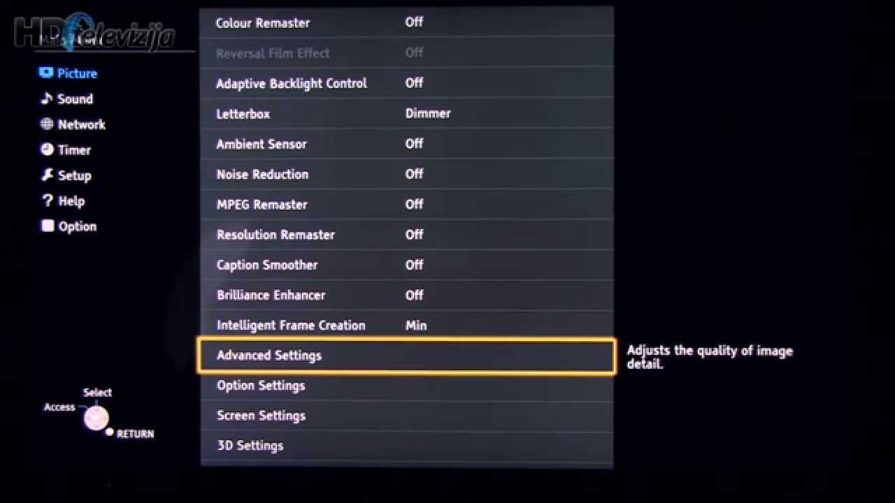 Settings after calibration for Panasonic 58AX800E Ultra HD