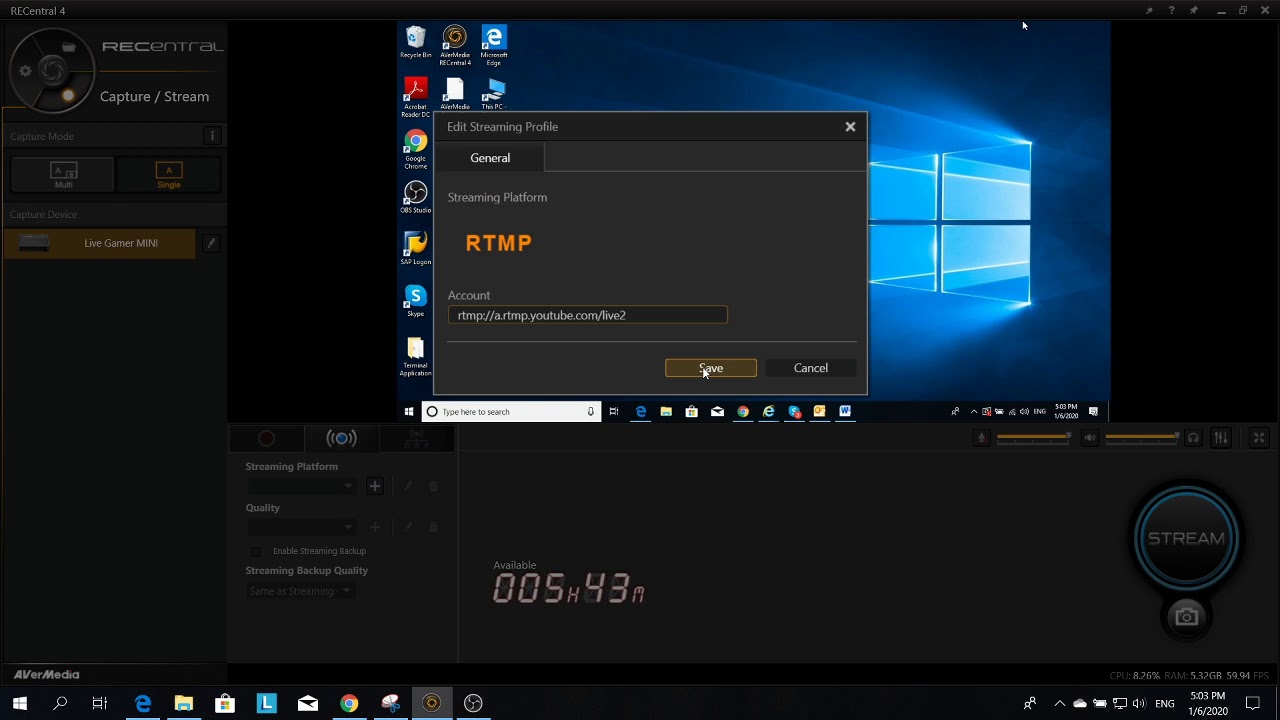 RECentral 4 Live Stream via Custom RTMP