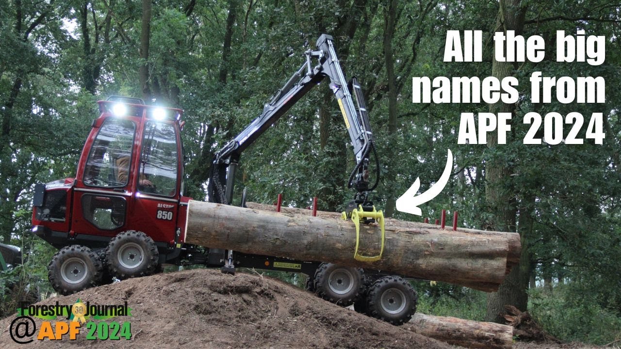 22 minutes of working forestry machinery at APF 2024, including forwarders, chainsaws, and grapples