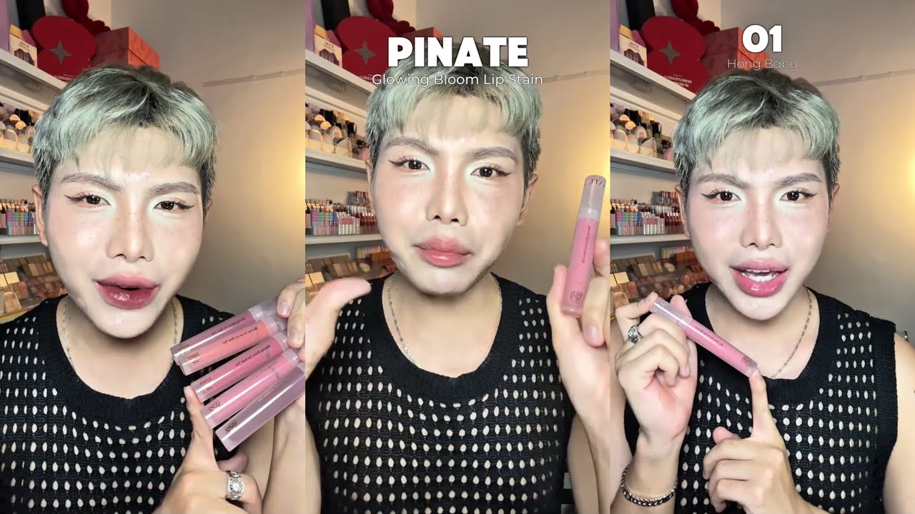 SWATCH SON PINATE GLOWING BLOOM LIP STAIN | NGHĨA I LÍT SON 