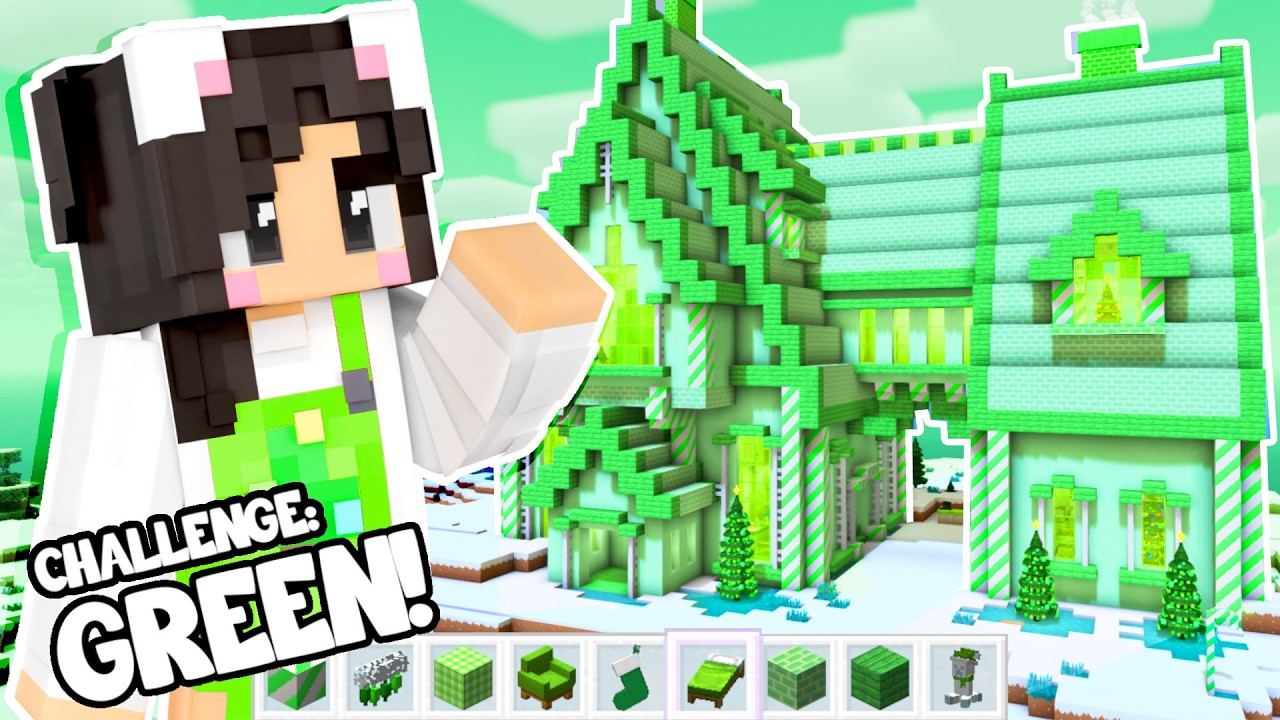 💚I Built A Green CHRISTMAS SHOP In Minecraft!