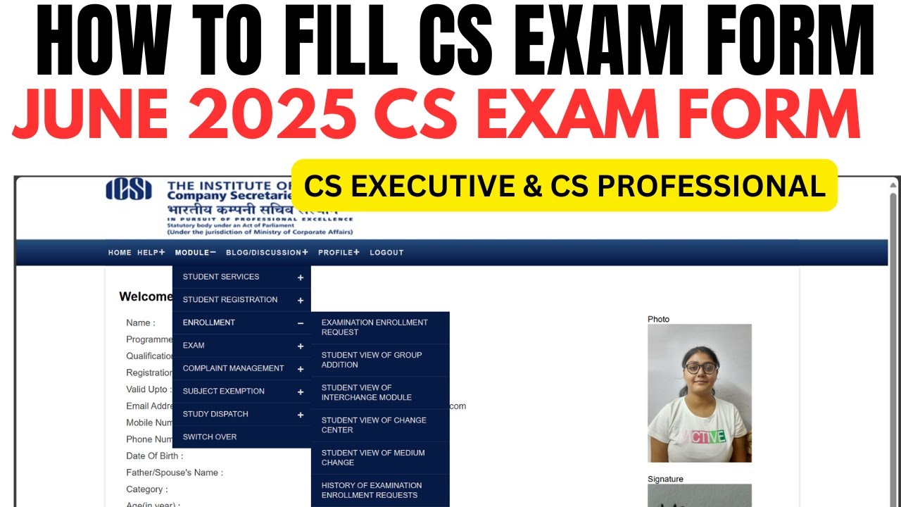 live Demo :- How to Fill CS Exam Form June 2025 | CS Executive Exam Form & CS Professional Exam Form