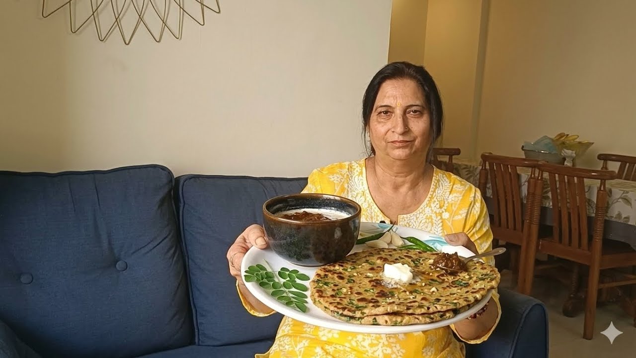 हेल्दी मोरिंगा लहसनी पराठा – स्वाद भी, सेहत भी! 🌿