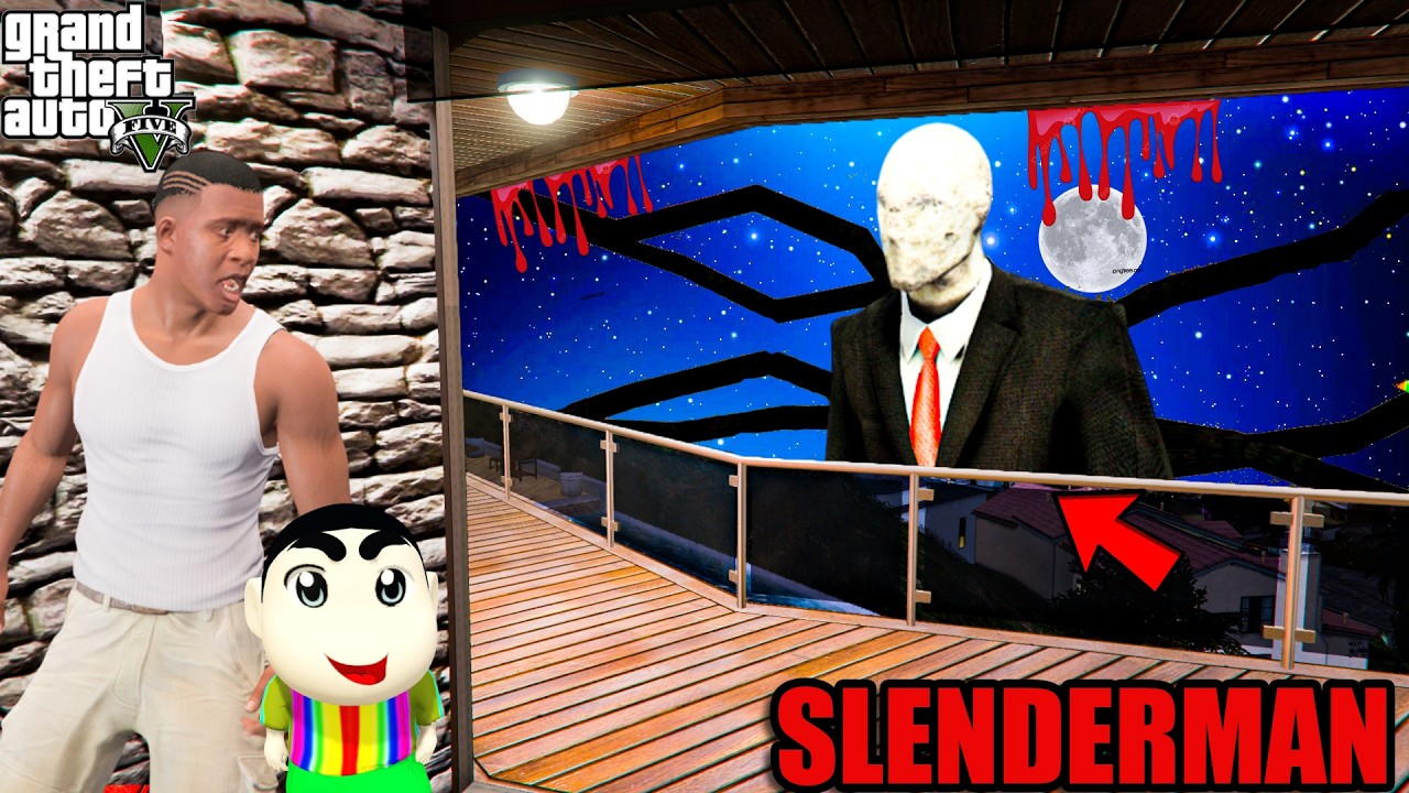 SlenderMan Chase The Franklin & Shinchan In Los Santos! 😱 | GTA 5 Mods