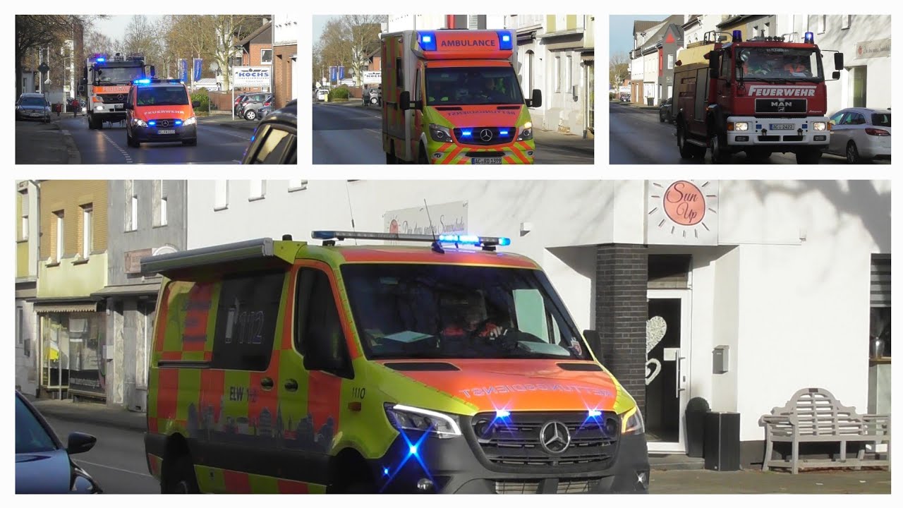 ManV Übung in Alsdorf, Einsatzfahrten von Feuerwehr und Rettungsdienst 