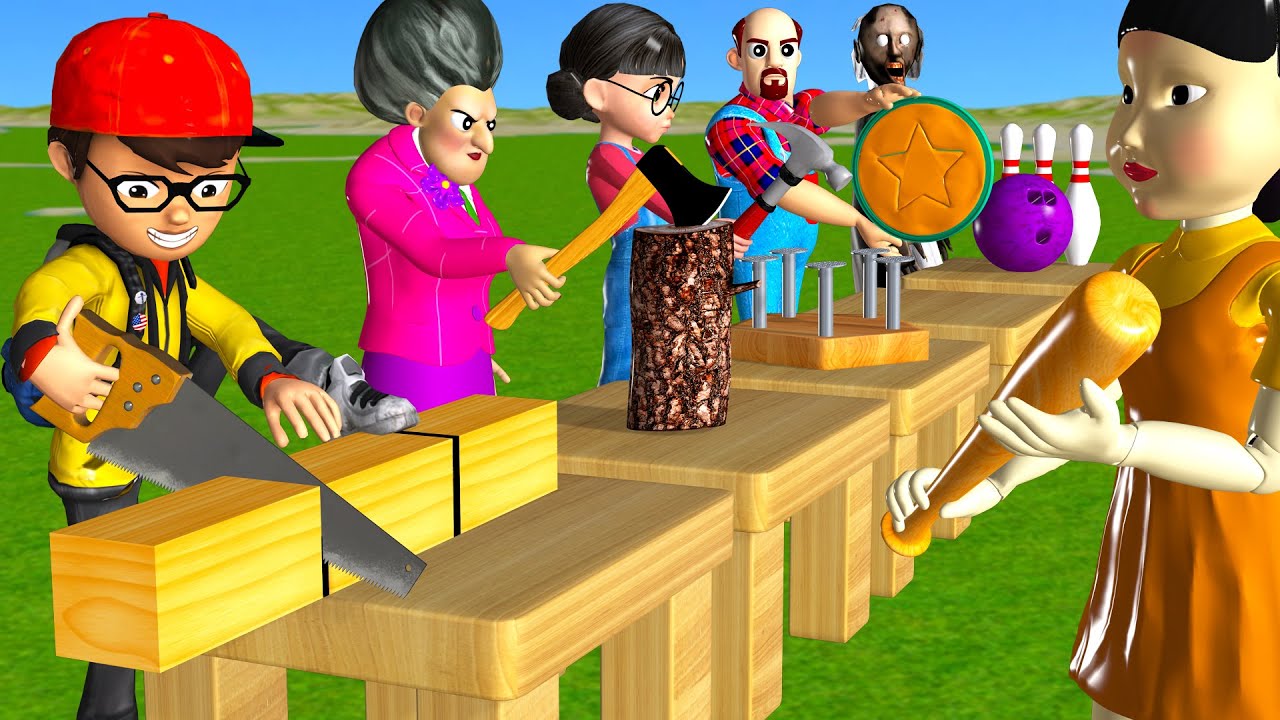 Scary Teacher 3D vs Squid Game Wooden Door vs Water Spray Challenge Miss T vs Granny Loser