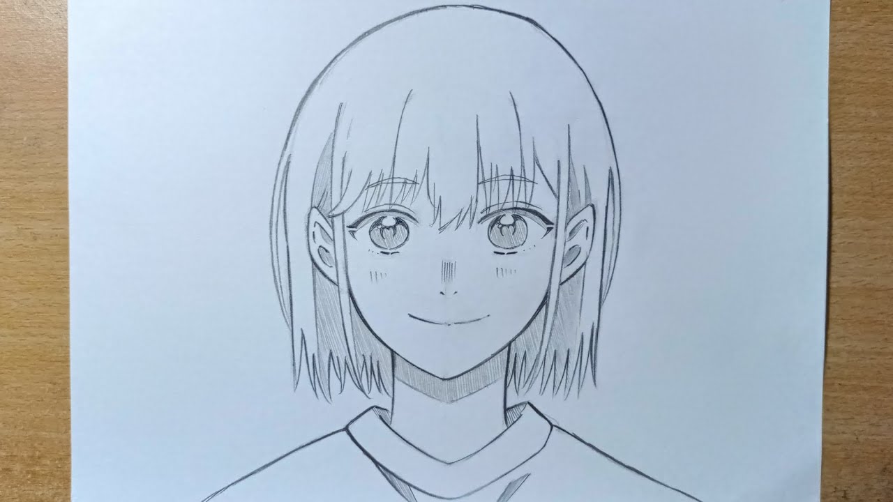How to draw Anime girl cute smile easy step-by-step | Anime drawing tutorial for beginner