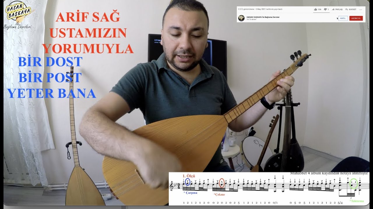 BÜTÜN DÜNYA SENİN OLSUN BİR DOST BİR POST YETER BANA Kısa Sap Bağlama Ders 44