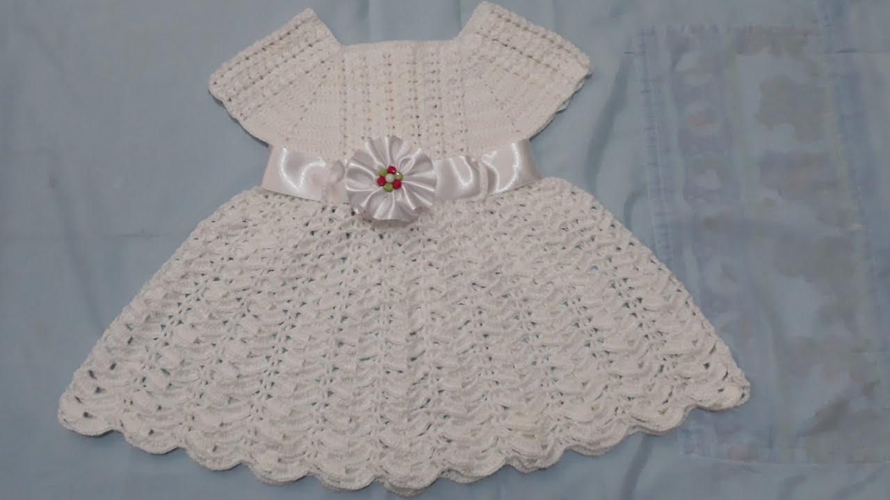 VESTIDO BRANCO DE CROCHÊ PARA MENINA DE 1 A 2 ANO