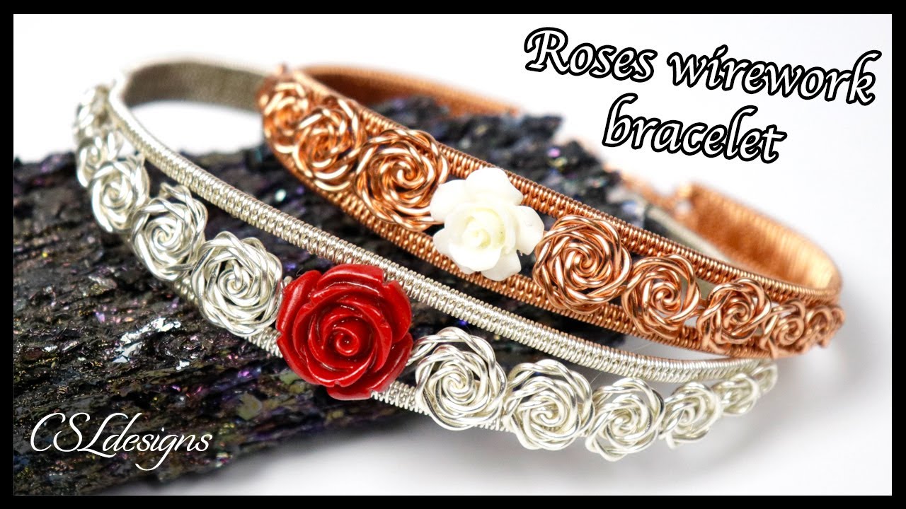 Graduated roses wirework bracelet