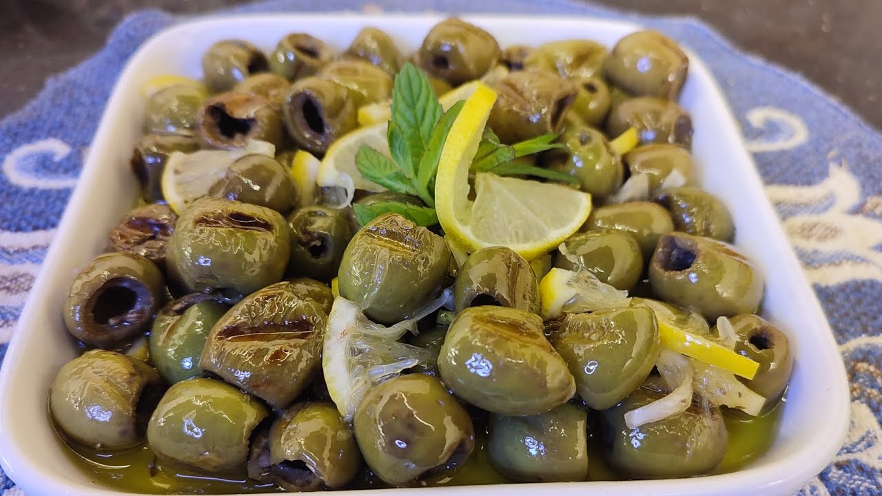 الزيتون المشوي🫒😯بأطيب وصفة 😋الشكل مميز والطعم ولا أطيب👌 (الوصفة 72)Grilled olives