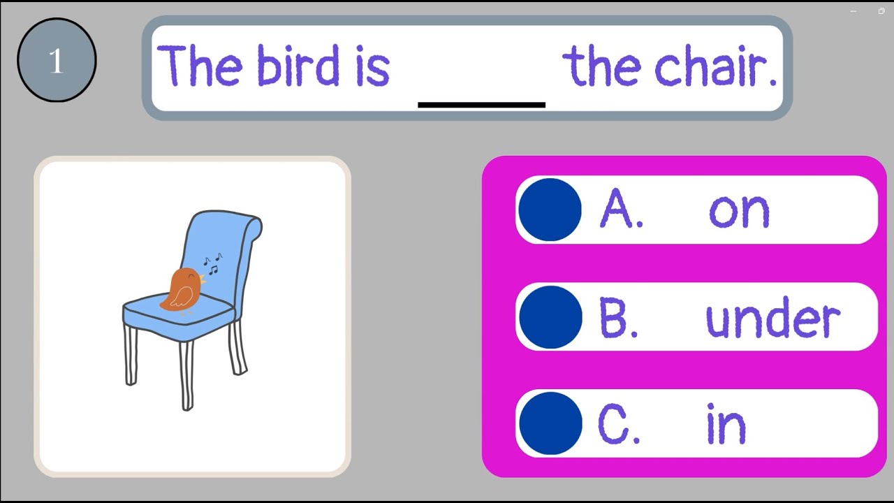 Prepositions of place | Quiz for kids