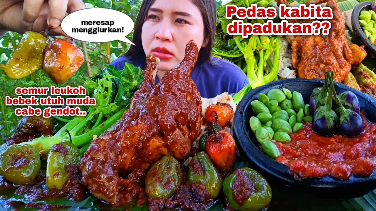 SAMPE BERLIMPAH ⁉️ SEMUR BEBEK UTUH CABE GENDOT SAMBAL DAN LALAPAN MENTAH DAUN PEPAYA REBUS 