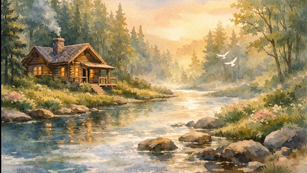 SOUNDLESS - Quiet Log Home Under Soft Morning Forest Light