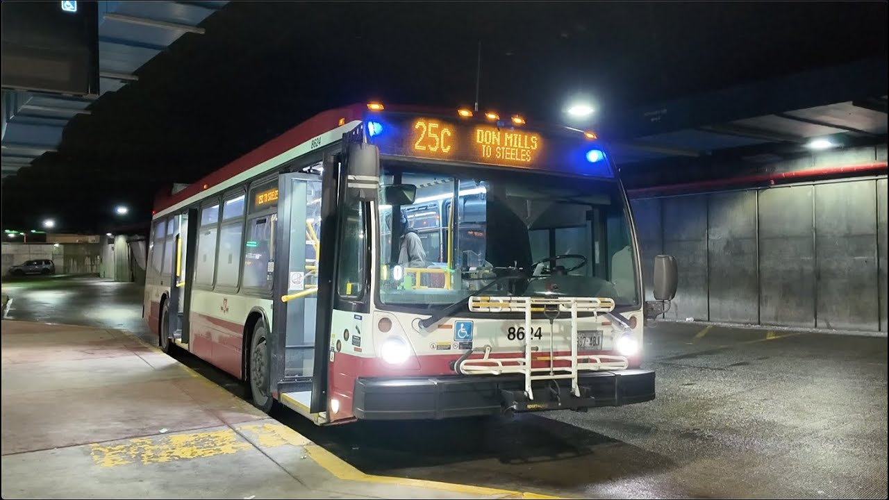 TTC 25C Don Mills Bus Ride #8624 from Don Mills Stn to Seneca Hill Drive (Dec 17th, 2025)