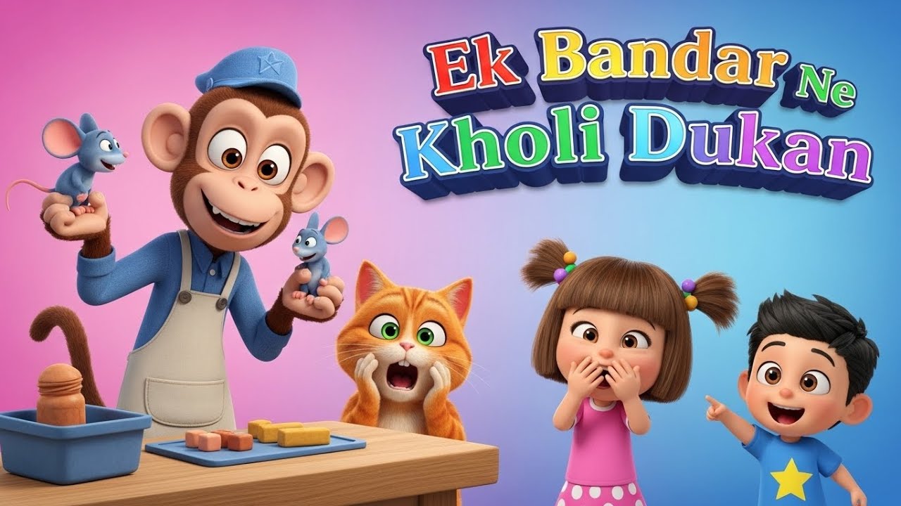 Ek Bandar Ne Kholi Dukan | Hindi Animation Songs | Hindi Rhymes Nursery | एक बन्दर ने खोली दुकान