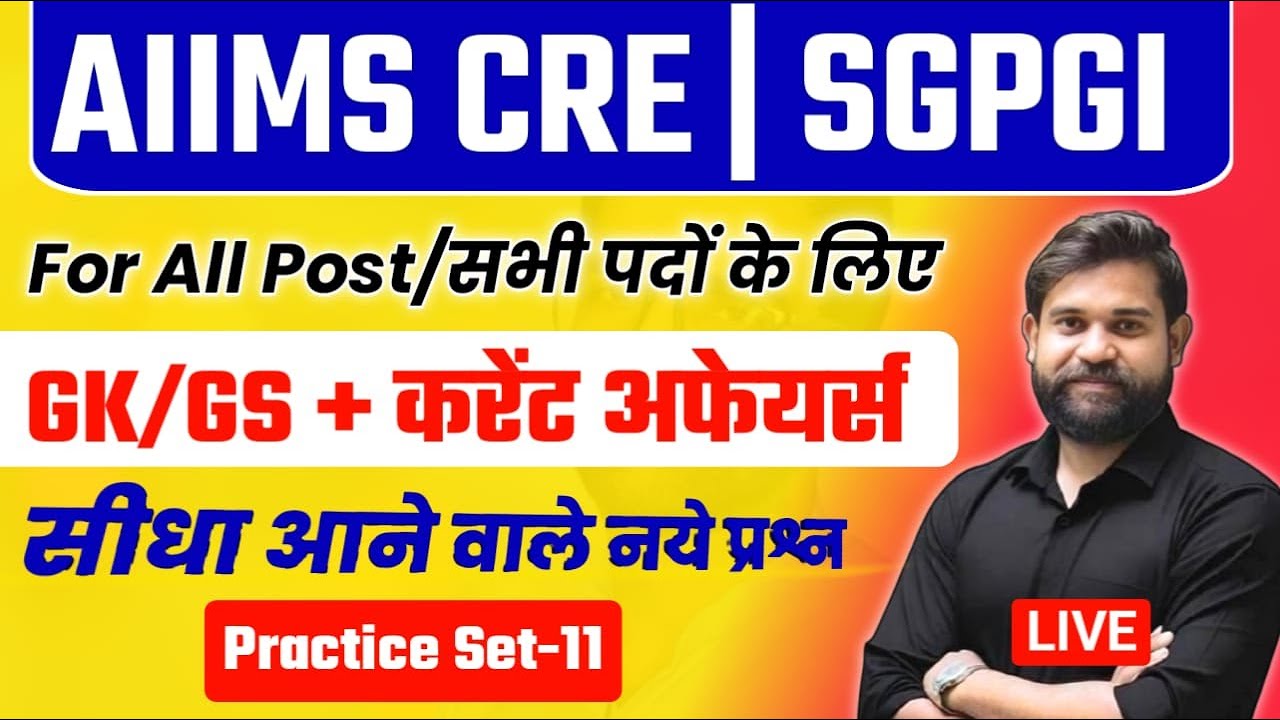 AIIMS CRE Previous Year Question 2025 | AIIMS CRE General Awareness 2026 | AIIMS CRE GA Class 2026