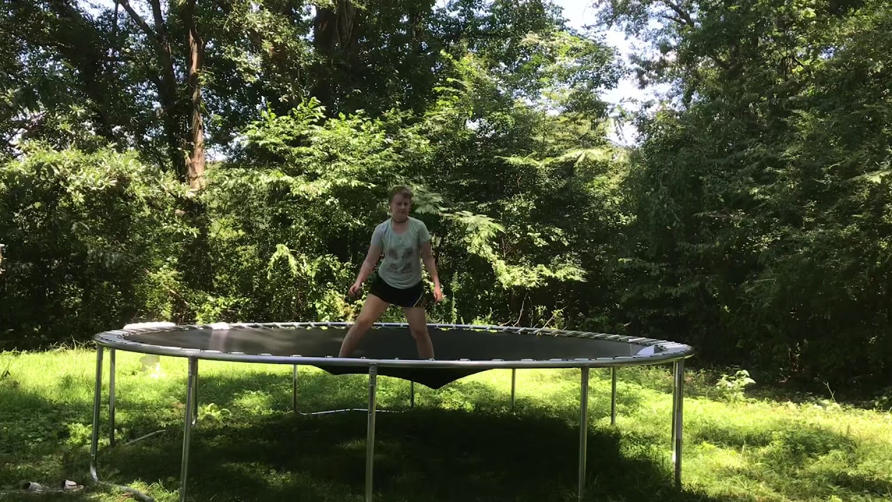 Gymnastics outside on the trampoline