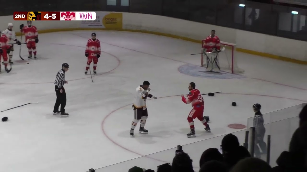 Jordan Barnes vs Jordan Jolly NIHL 1 fight 26-1-25