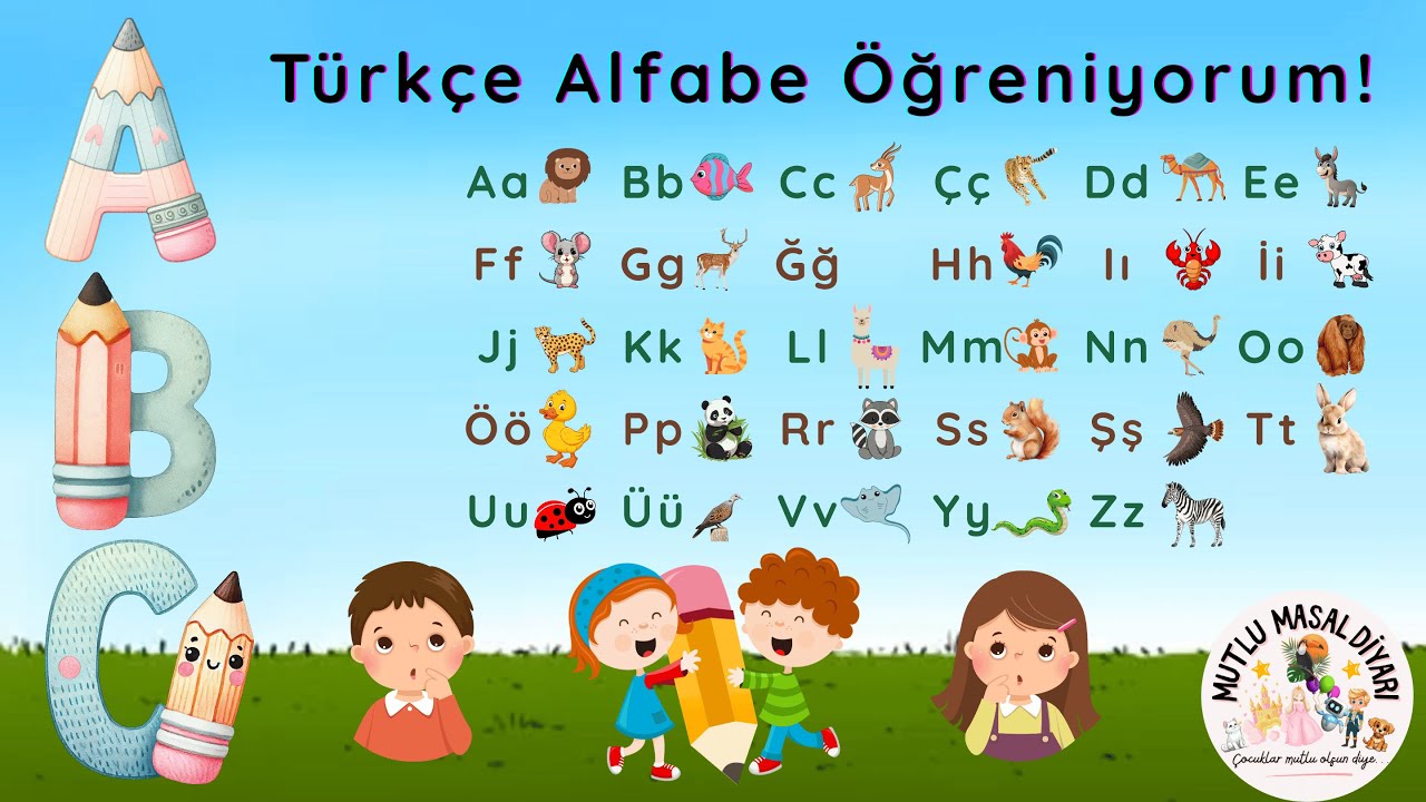 Türkçe Alfabe Şarkısı ile Harfleri Öğreniyorum! 29 Harf, Hayvan, Yiyecek ve İsimler! ABC ile eğlen✨💫