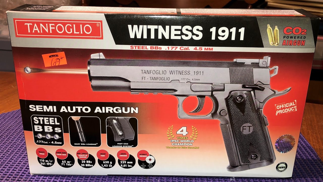 Tanfoglio Witness 1911 Semi Auto CO2 BB Pistol Unboxing And First Impressions
