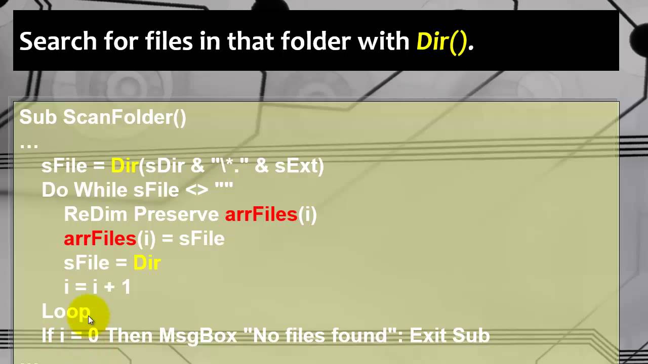 Scan your folders with Excel VBA by using Dir()