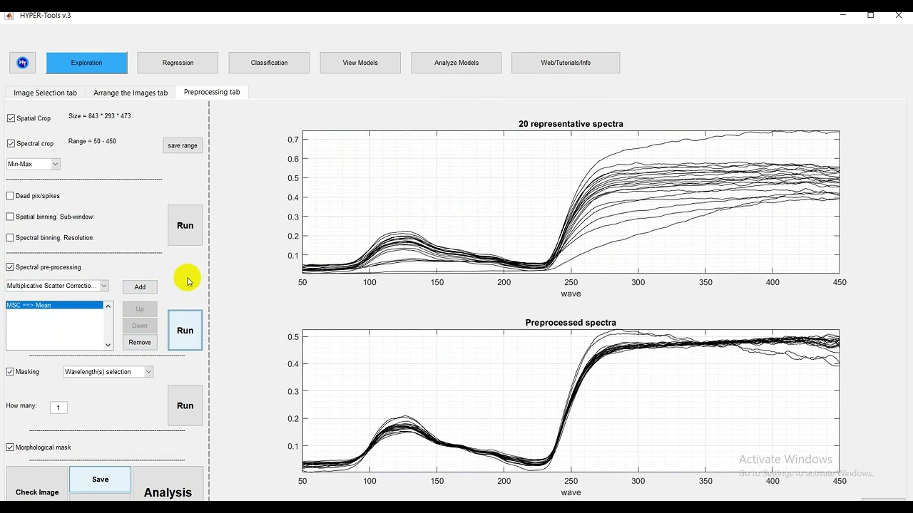 Analysis hyperspectral image using Hyper-Tools