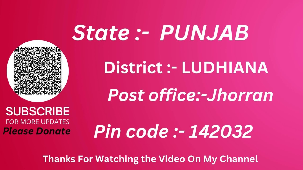Punjab Ludhiana Jhorran Ka pin code 142032 / Ludhiana Jhorran ka post office
