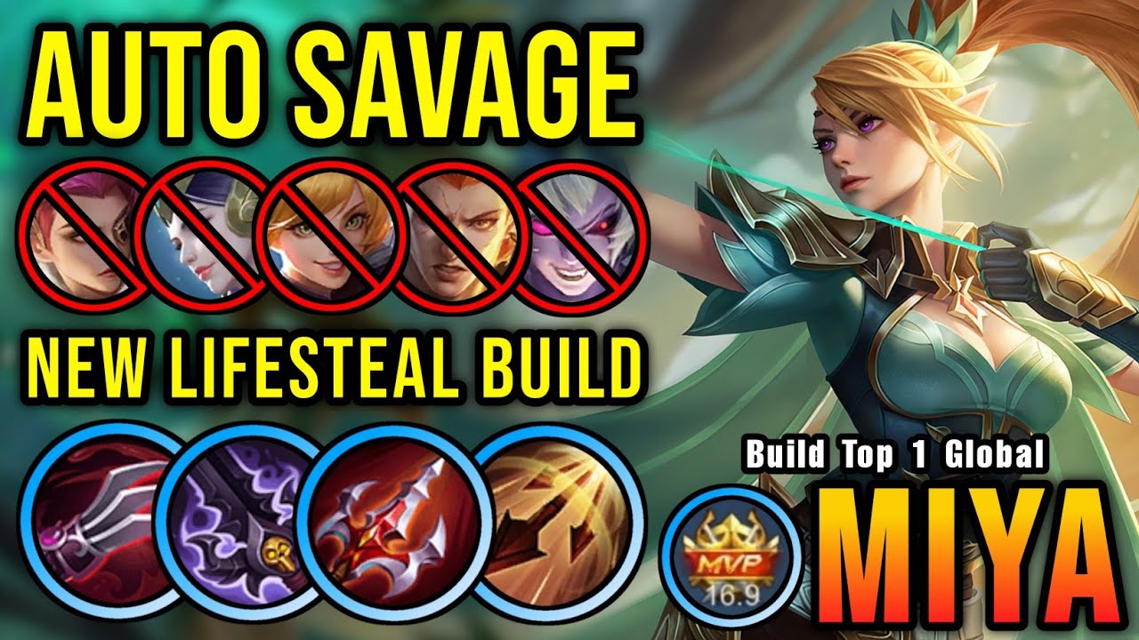 SAVAGE + 26 Kills!! Miya New Build Insane Lifesteal (AUTOWIN) - Build Top 1 Global Miya ~ MLBB