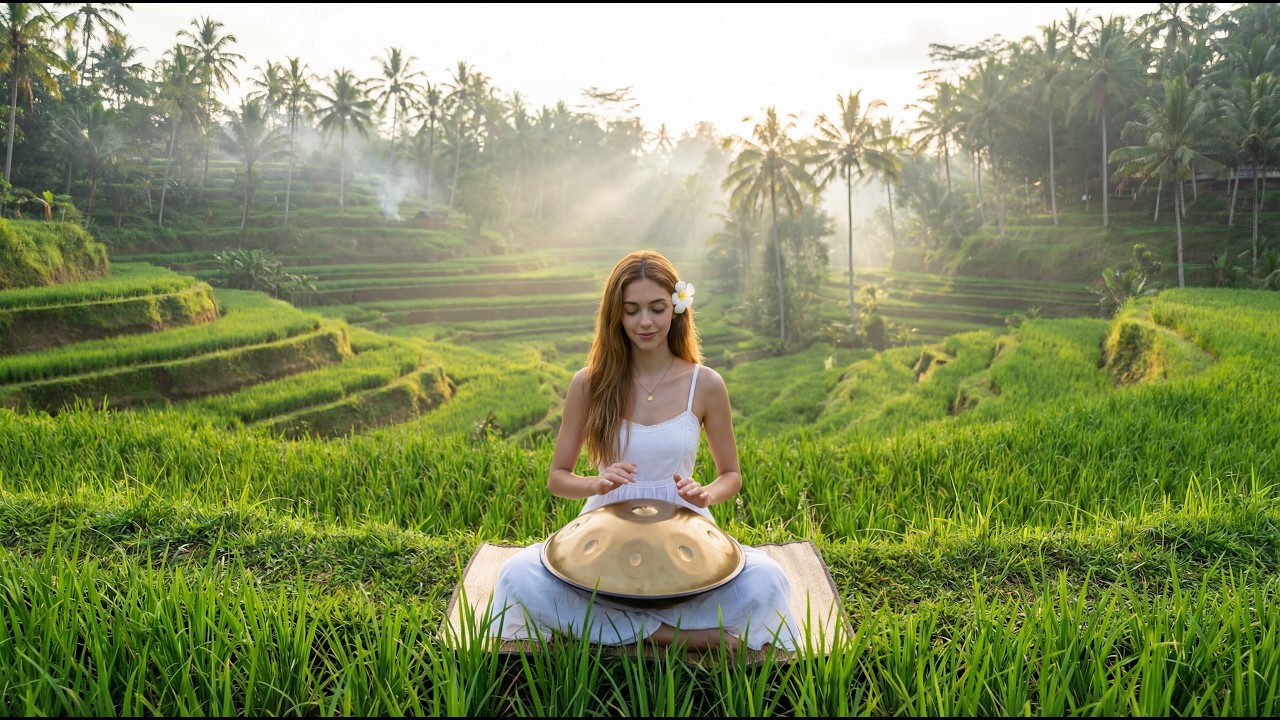 🌾Tropical Zen & Balance | 1 Hour Handpan & Suling Flute | Bali Rice Terraces Ubud