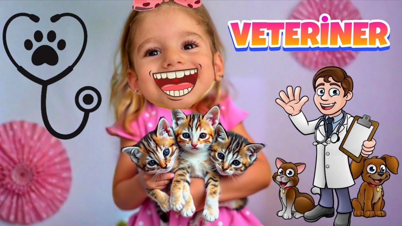 Eva 3 Tane Yavru Kedisini Veterinere Götürdü. Veteriner ilaç Yaptı