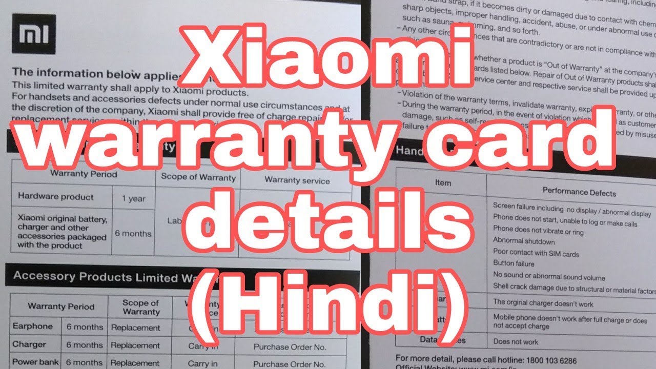 Xiaomi redmi warranty card details in HINDI