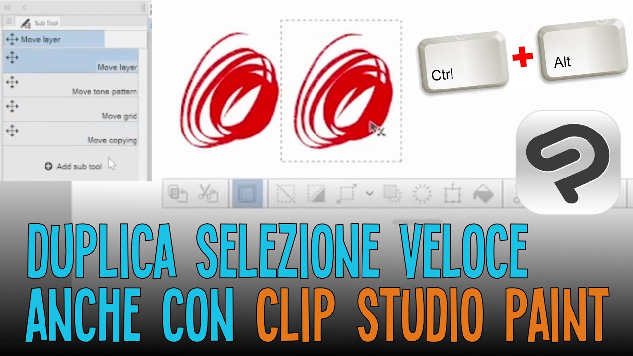 Duplica selezione velocemente con CTRL+ALT in Clip Studio Paint come in Photoshop