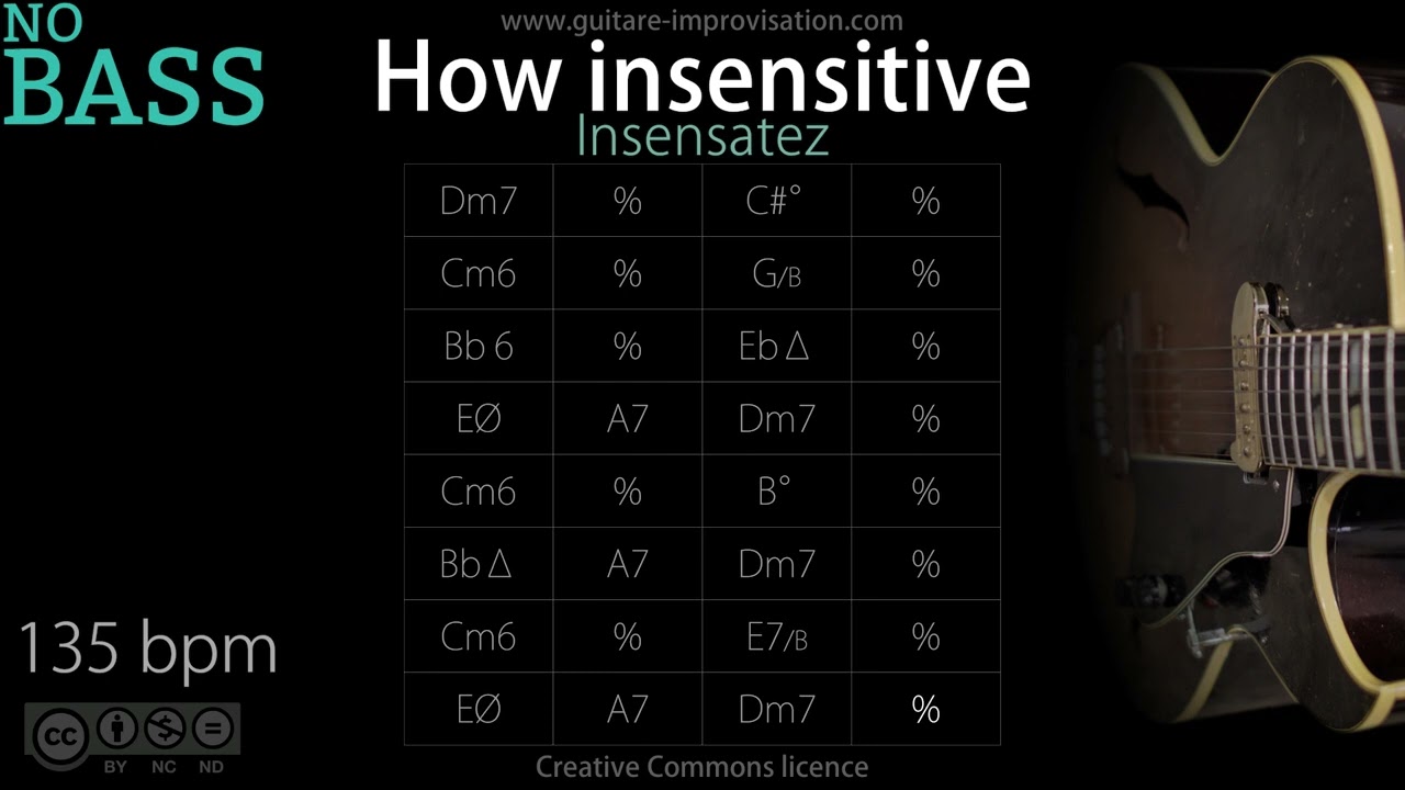 How Insensitive _ NO BASS (135 bpm) : Bossa/Jazz Backing Track