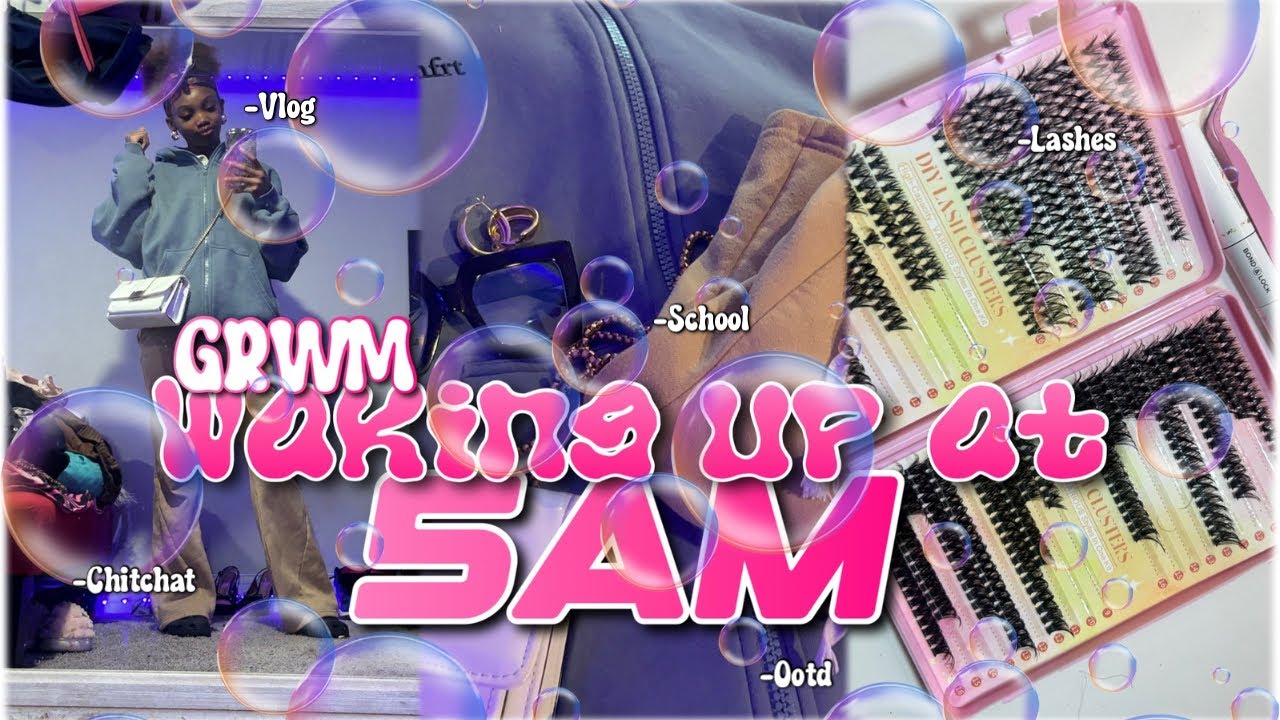 Get Ready With Me at 5AM | school vlog | chitchat | ootd | lashes