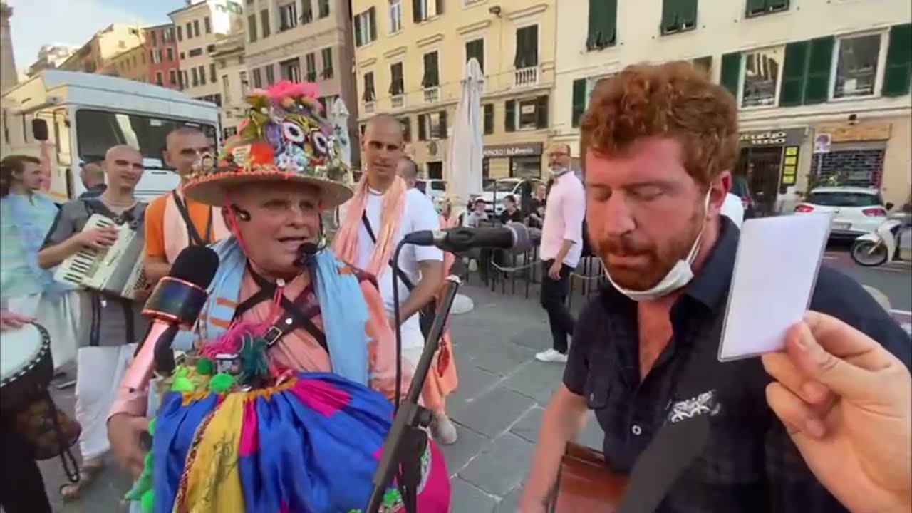 Street musician improvise with 