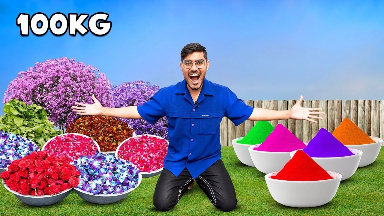 Crazy Xyz New Videos :HHerbal Holi Colour Making From 100 KG Flowers- Chemical Free