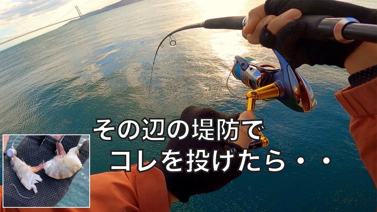堤防からスーパーのエビで釣りしたら、釣り竿がぶち曲がった！【車中泊釣り旅第三弾・西日本&九州編4話】
