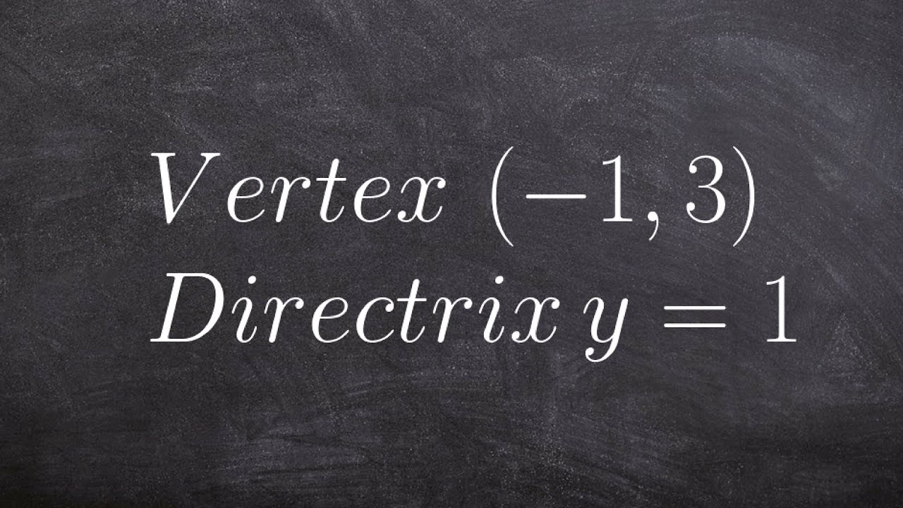 Write the equation of a parabola given vertex and directrix