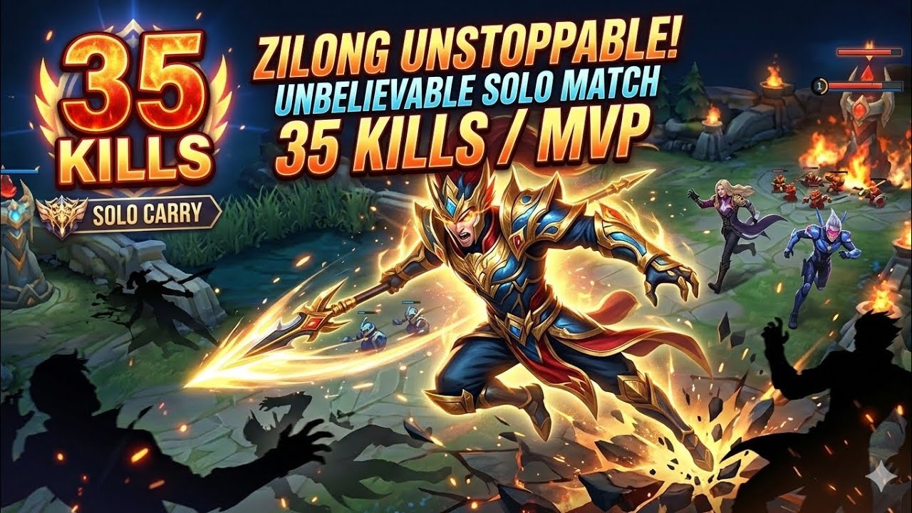 ZILONG UNSTOPPABLE 🔥 35 KILLS SOLO CARRY | MVP Gameplay #gaming #viral #mobalegends5v5 