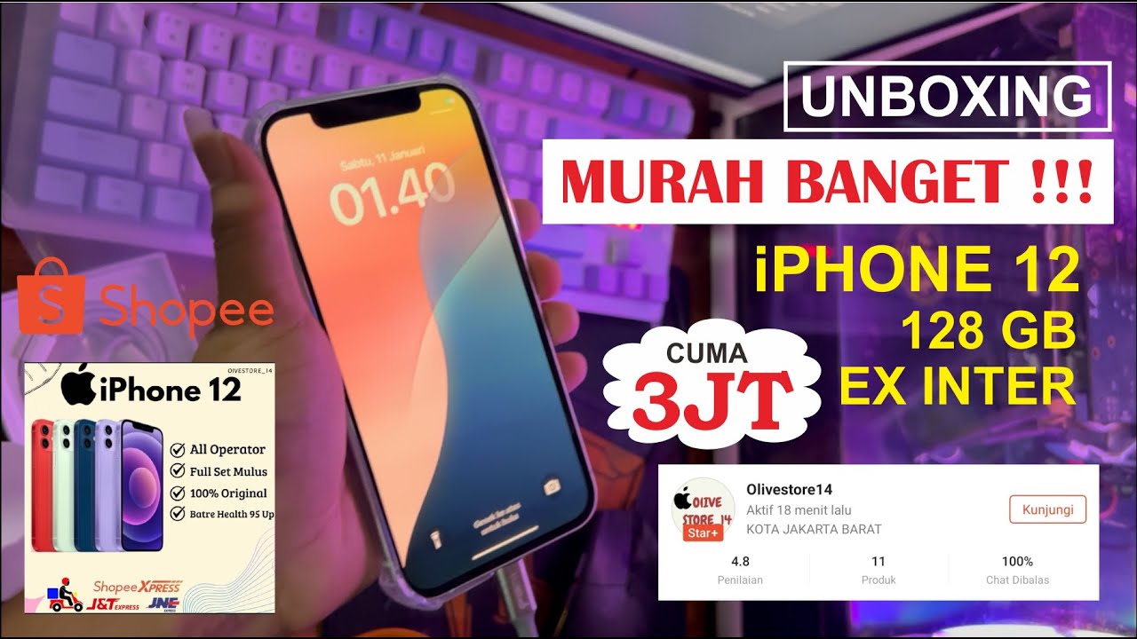 UNBOXING & RIVIEW SINGKAT iPHONE 12 128GB EX INTER SHOPEE (Olivestore14)
