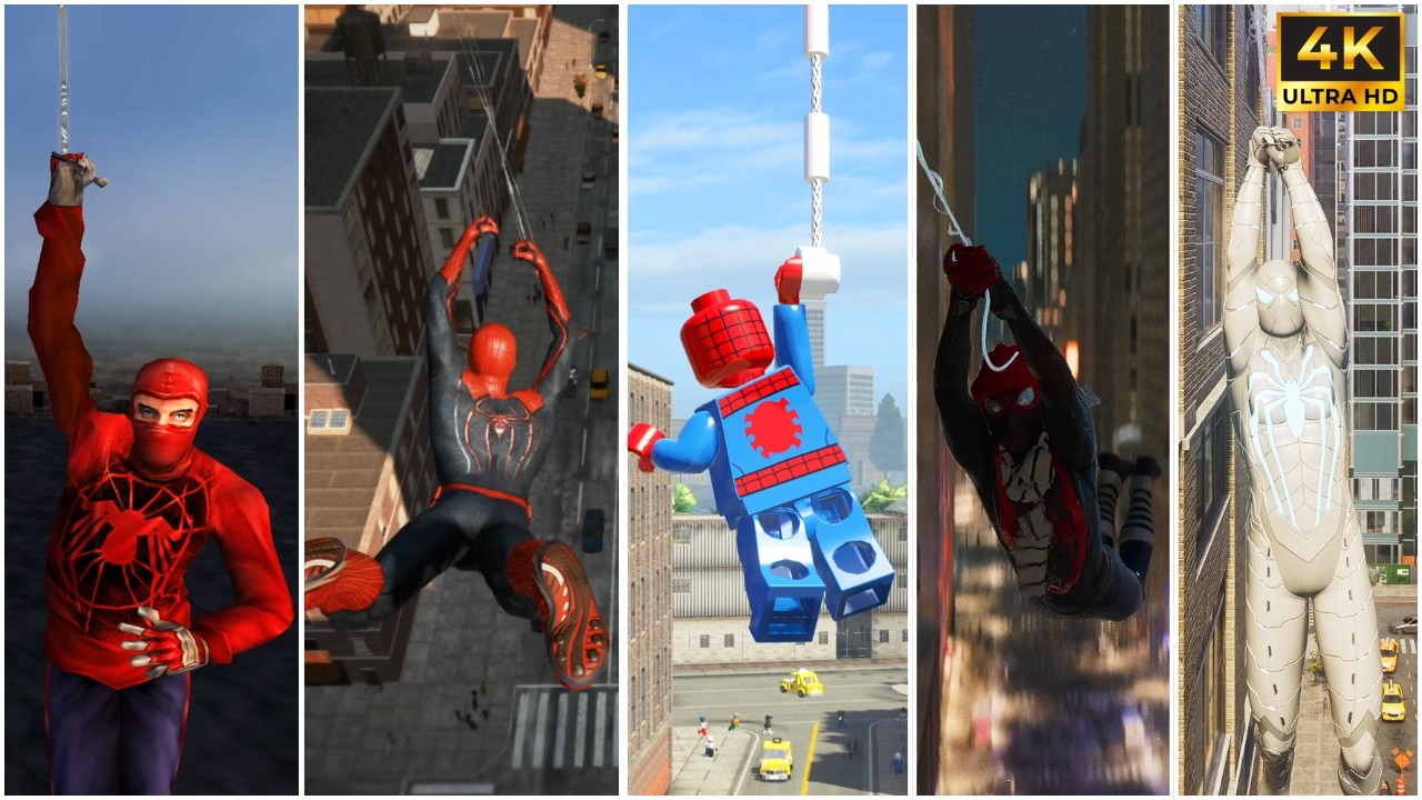 Evolution of Web Swinging in Spider-Man Games ( 2000-2026 | PS1 - PC Ultra Settings ) - 4K60FPS
