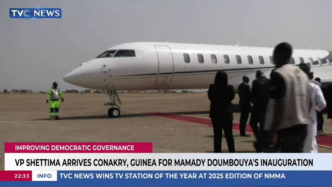 VP Shettima Arrives Conakry, Guinea For Mamady Doumbouya's Inauguration