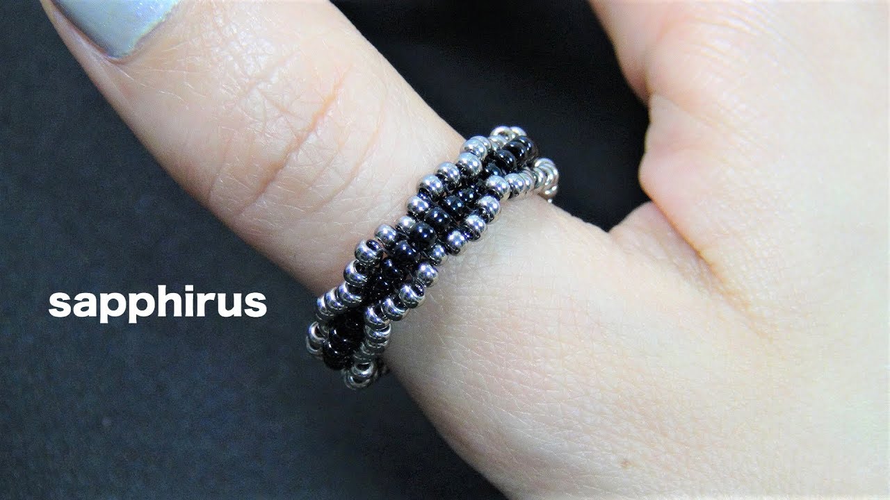 【ハンドメイド】メンズアクセサリー・丸小ビーズで編むリングの作り方　ビーズステッチ