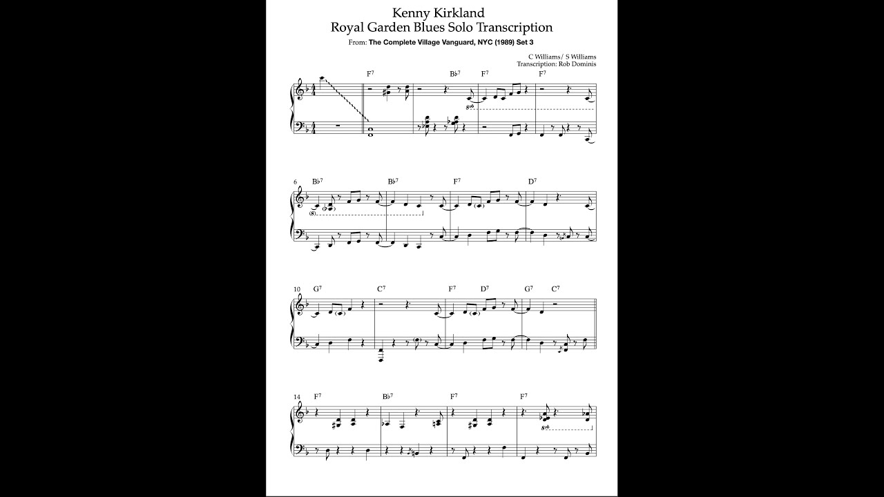 Kenny Kirkland  - Royal Garden Blues Solo Transcription