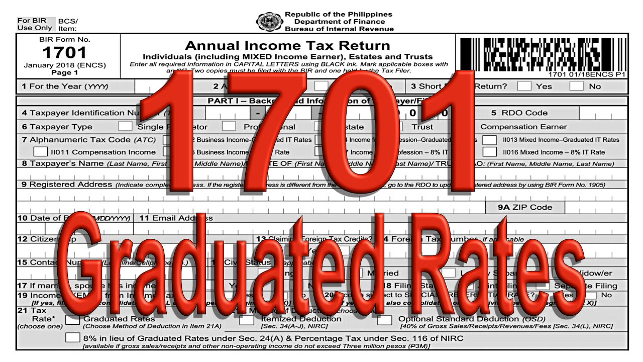 BIR FORM 1701 UNDER GRADUATED RATES (Itemized Deduction)